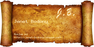 Jenet Bodony névjegykártya